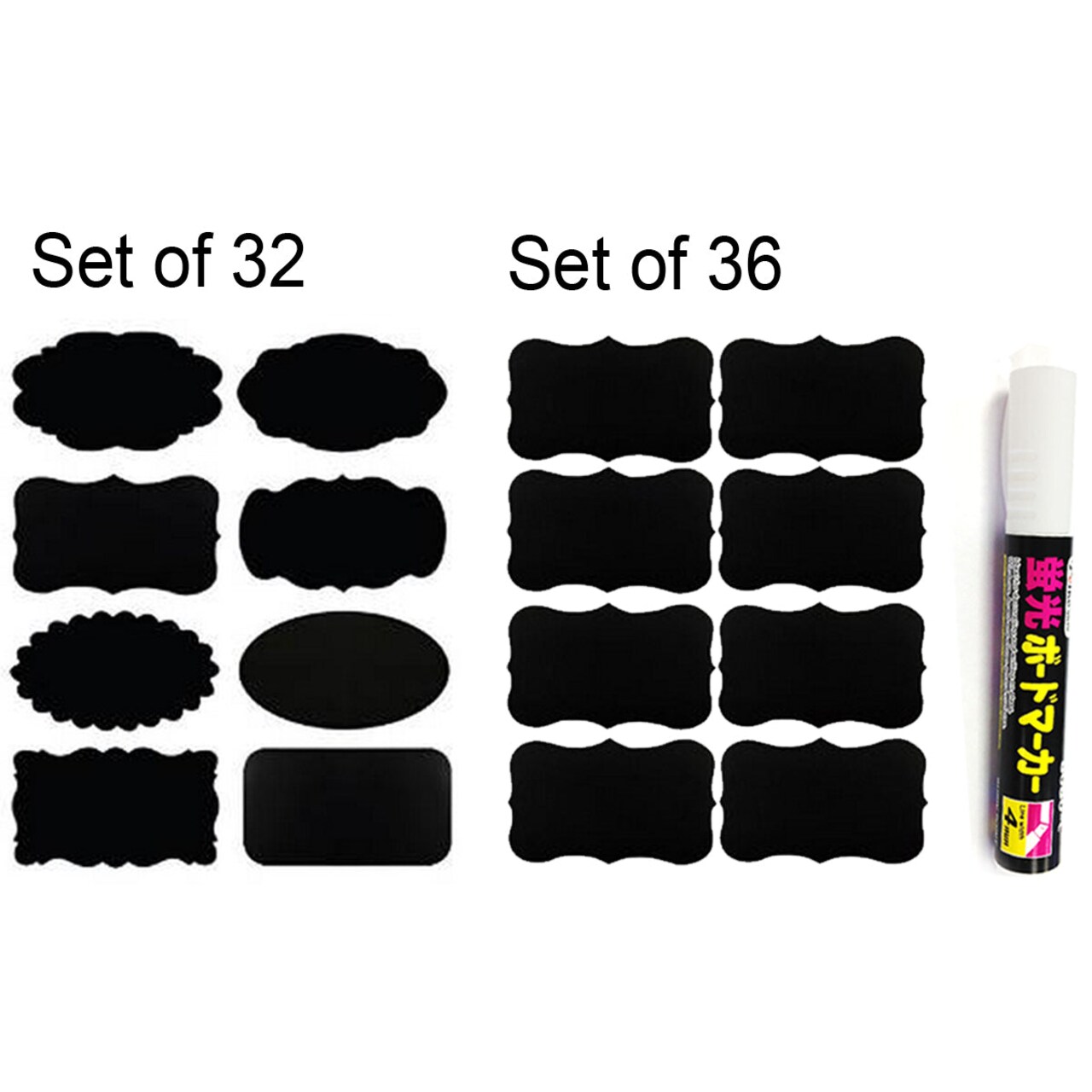 Wrapables Set of 68 Chalkboard Labels / Chalkboard Stickers with White Liquid Chalk Pen